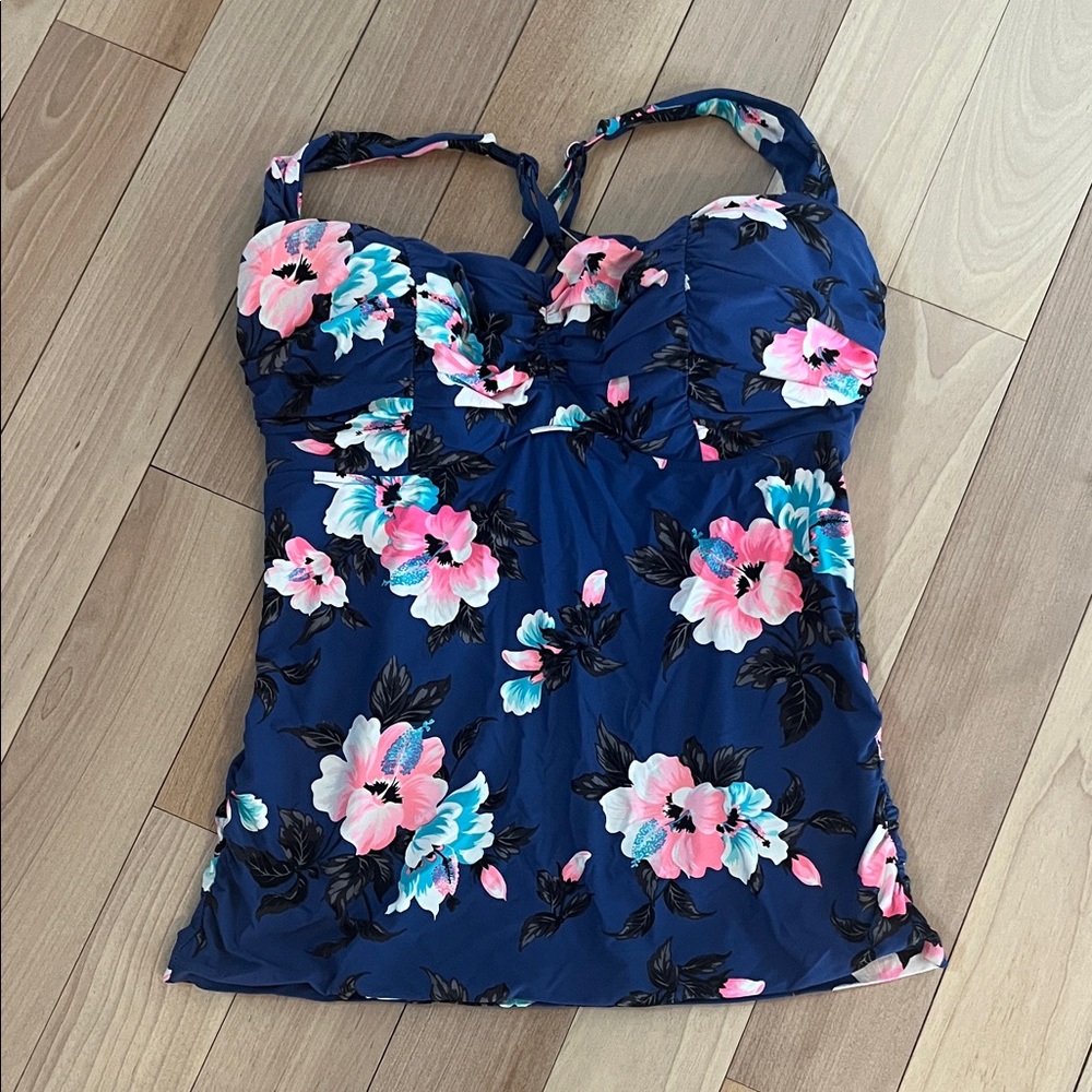 Floral Blue Tankini Top